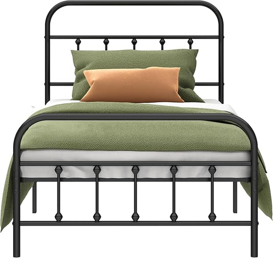 Kujielan Metal Bed Frame - Structurally Stable Heavy Duty Steel Slat Supported Twin Bed Frames,No Box Spring Needed for Easy Removal and Transport.
