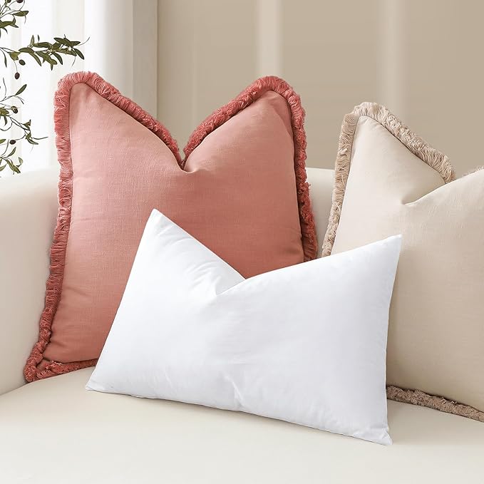Artscope Synthetic Down Lumbar Pillow Insert, 14x22 Down Alternative Throw Pillow Insert. Ultra Soft Fluffy Sleeping Pillow with 100% Cotton Cover, Decorative Pillows-White.