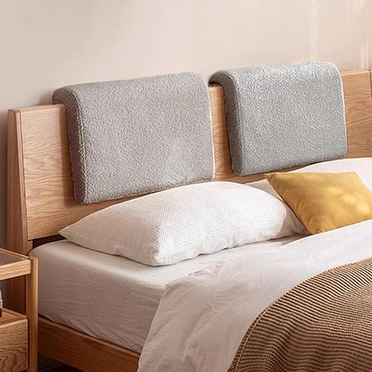 2PCS Hanging Headboard Pillow with Ergonomic Support, Removable Berber Fleece Cover, Comfortable Back Cushion for Reading, and Relaxing in Bedroom or Dorm (Grey)