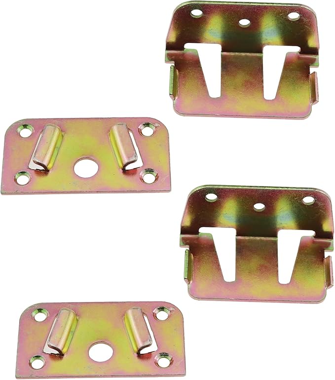 2 Sets One Piece Stamping Molding Furniture Accessories Bed Hanging Support Invisible Color Zinc Hinges Heavy Duty Cabinet Sofa Rail Bracket Slat Connector Metal Fastener