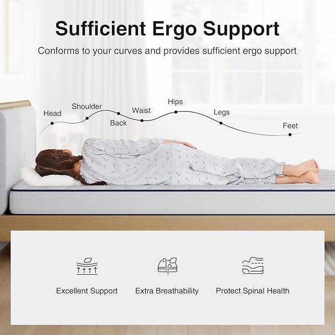 Novilla 6 Inch Twin XL Mattress,Bonnell Spring Mattresses for Spine Support, XL Twin Mattress in a Box with Cooling Adaptive Foam- Medium Feel Certipur-Us Certified (Ideal for Youth/Guest Rooms)