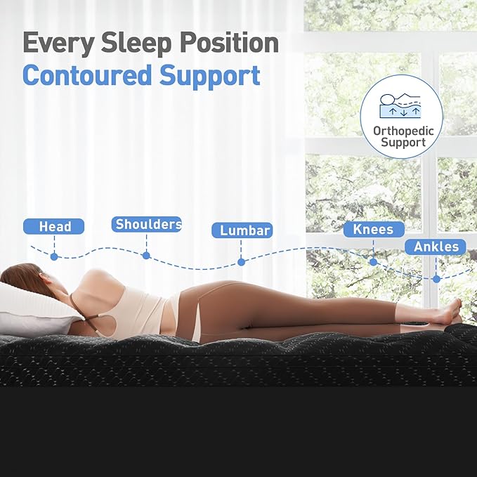 Dual Layer 3 Inch Memory Foam Mattress Topper King Size, 2 Inch Gel Memory Foam Plus 1 Inch Cooling Pillow Top Mattress Pad Cover, with 8-21 Inch Deep Pocket, Black