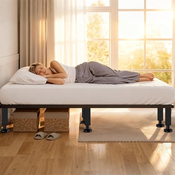 Bed Support Legs, 6PCS Replacement Adjustable Bed Risers, 10.2-16.5 in Heavy Duty Metal Furniture Feet with Non-Slip Rubber Base for King Queen Slats, Couch, Table, Sofa