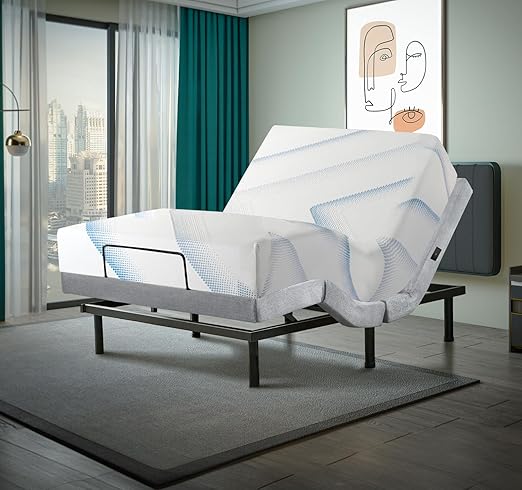 Irvine Home Collection King Adjustable Bed Base with 12 Inch Gel Memory Foam Mattress - Dual Massage - USB Ports - Zero Gravity - Underbed Light - Wireless Remote - Zero Clearance