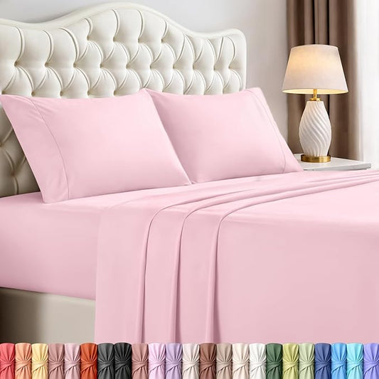 Utopia Bedding California King Size Sheet Set – 4 Piece Bed Sheets, Soft and Breathable Microfiber, Includes 1 Fitted Sheet, 1 Flat Sheet and 2 Pillowcases – Oeko Tex (Crystal Pink)
