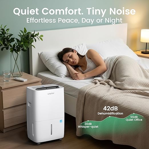 Waykar 80 Pints Energy Star Most Efficient Dehumidifier for up to 5,000 Sq. Ft. for Home, Basement and Large Room with Drain Hose and Water Tank