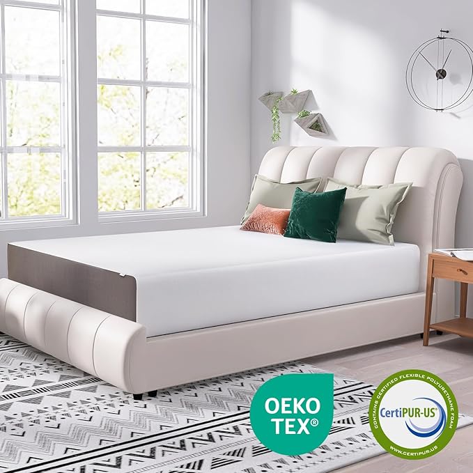 Amazon Basics Breathable Memory Foam Mattress, Medium Firm, 12 Inch, King, White/Grey, 80" L x 76" W