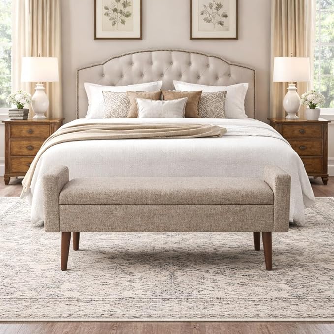 HomePop Fulton Storage Bench - Midtone Gray Fabric