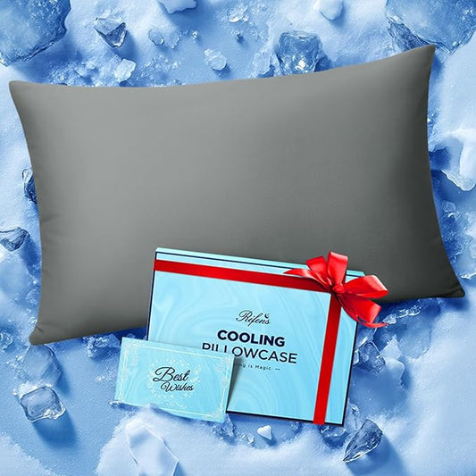 Ice Cooling Pillowcase for Hot Sleepers, Instantly Cool, Stays Cold All Night, Softer Than Silk Pillow Cases, Pillow Covers with Invisible Zipper, Gift for Men & Women - King Size, Dark Gray (1 Pack)
