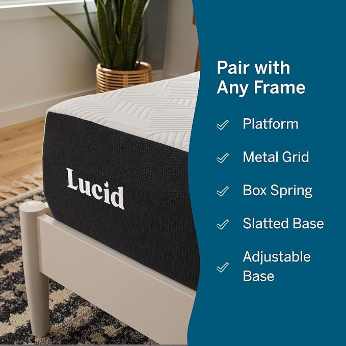 Lucid 10 Inch Memory Foam Mattress - Medium Feel - Infused with Refreshing Bamboo Charcoal and Cooling Gel - Bed in a Box - Temperature Regulating - Pressure Relief - Breathable - Twin XL Size