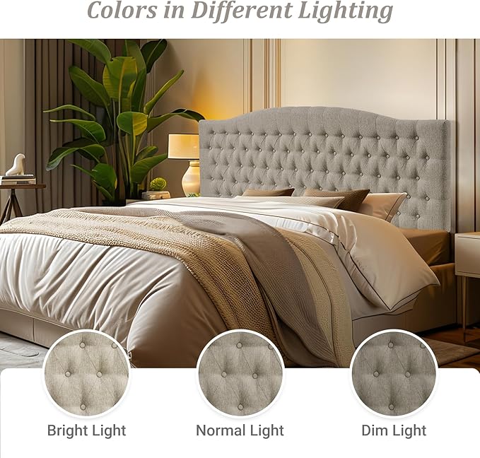 Furpopup Linen Upholstered Headboard King/Cal King Size Latest Model Wall Mount, Bed Frame Mount, Featuring High-Density Sponge Padding, Luxury Texture Easy Assembly Comfort and Style-Linen