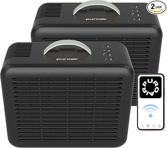 PuroAir Air Purifier 100i Smart HEPA Air Purifiers for Home Pets - Portable Small Air Purifier Filters up to 550 Ft² of Pollutants, Smoke, Pollen, Dust - Room Air Purifiers for Bedroom, Office (2PK)