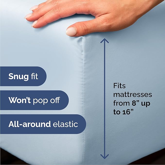 Cal King 6 Piece Sheet Set - Comfy Breathable & Cooling - Hotel Luxury Bedding for Women, Men, Kids, Teens & Children - 1 Flat & 1 Fitted Sheet & 4 Pillowcases w/ Deep Pockets, Wrinkle Free - Sky Blue