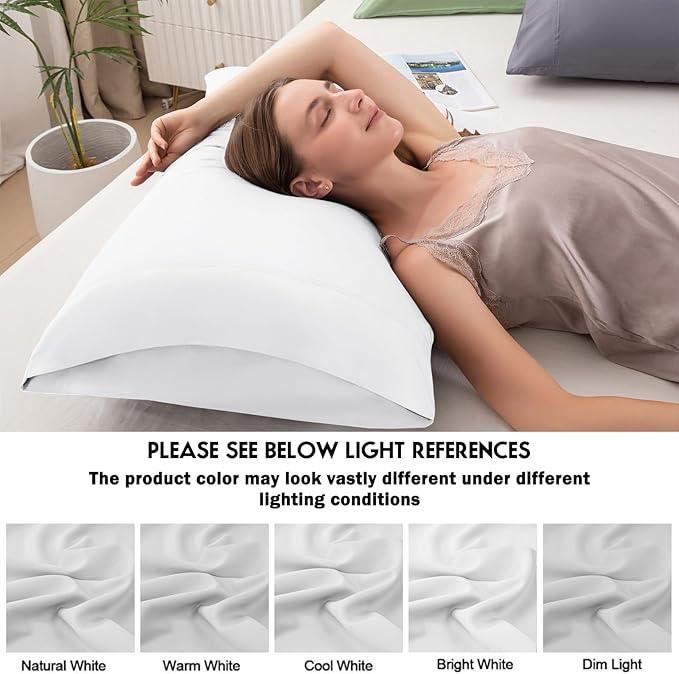 Pillowcases Standard Size 2 Pack, Cooling Viscose Pillow Cases with Envelope Closure, Cool & Breathable Pillow Cover for Hot Sleepers and Night Sweats, 20" x 26"