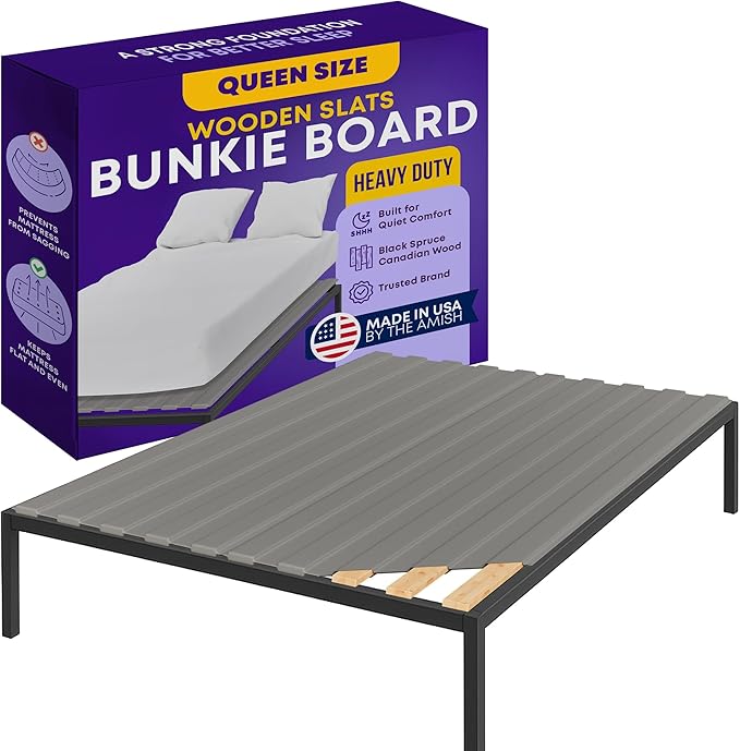 Greaton, Wooden Queen Bed Slats for Support Under Mattress with Cover – Replacement Wood Slats for Queen Size Bed Frame – Under Mattress Support Without Extra Height – 3.38-Inch Standard Width
