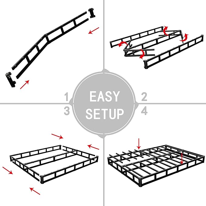 ALDRICH 5 Inch Heavy Duty Metal Box Spring Mattress Foundation 3000lbs Max Weight Capacity/Non-Slip/No Noise/Easy Assembly/Easy Clean Cover,Full