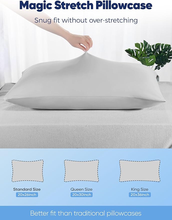 Avolare Cooling Pillow Cases Queen Size Set of 2,Arc-Chill 3.0 Cool Pillowcases for Hot Sleepers(Q-Max>0.5),Breathable&Stretchy Fabric,Softer Than Silk,Zipper Pillow Cases,Grey