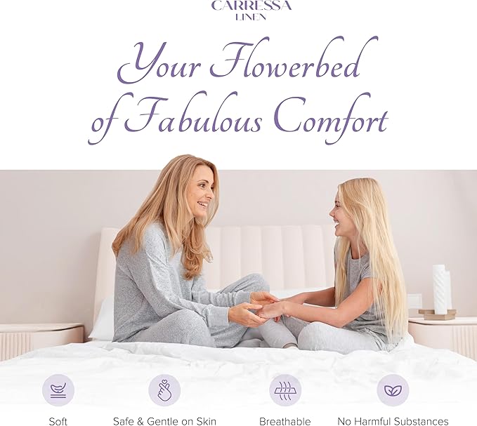 Carressa Linen 100% Egyptian Cotton Pillow Cases Queen Size Set of 2 - Luxury 600 Series Hydrangeas Collection Queen Size Pillowcases (Teal), Cooling Sateen Weave Hotel Quality Bed Pillow Cover