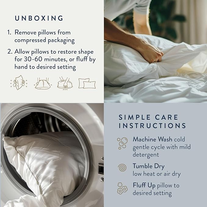 Digital Decor 100% Cotton Luxury Hotel Pillows King Size Set of 2, Cooling Hypoallergenic Down Alternative Pillows for Sleeping, Firm Support for Side & Back Sleepers, Made in USA, 36" x 20"