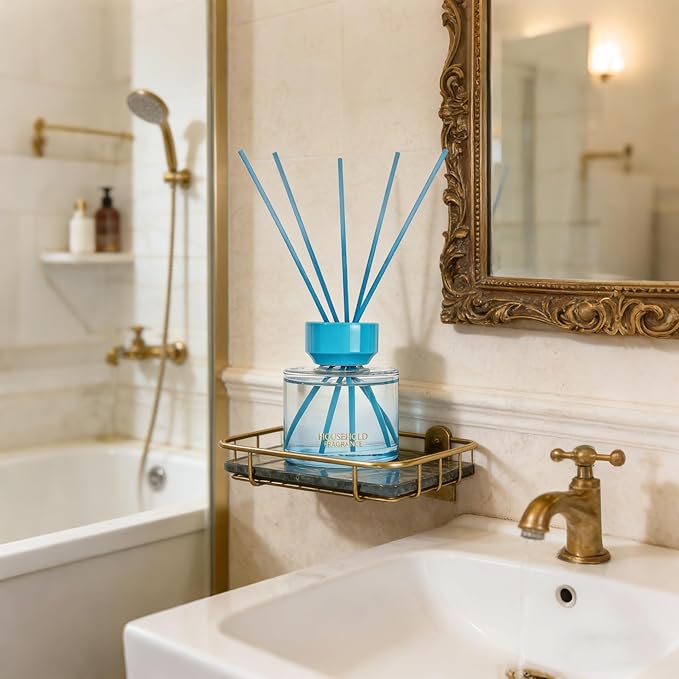 Reed Diffuser Set - 3.38 fl oz (100ml) Vanilla Oil Diffusers | 5 Premium Reed Sticks | Home Fragrance Oil for Bathroom, Bedroom & Living Room | Aromatherapy Diffuser | Shelf Decor