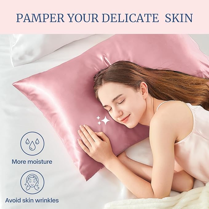 BEDELITE Satin Pillowcase for Hair and Skin, Super Soft and Cooling Similar to Silk Pillow Cases 2 Pack with Envelope Closure, Gift for Women Men(20"x40" King Size, Nostalgia)