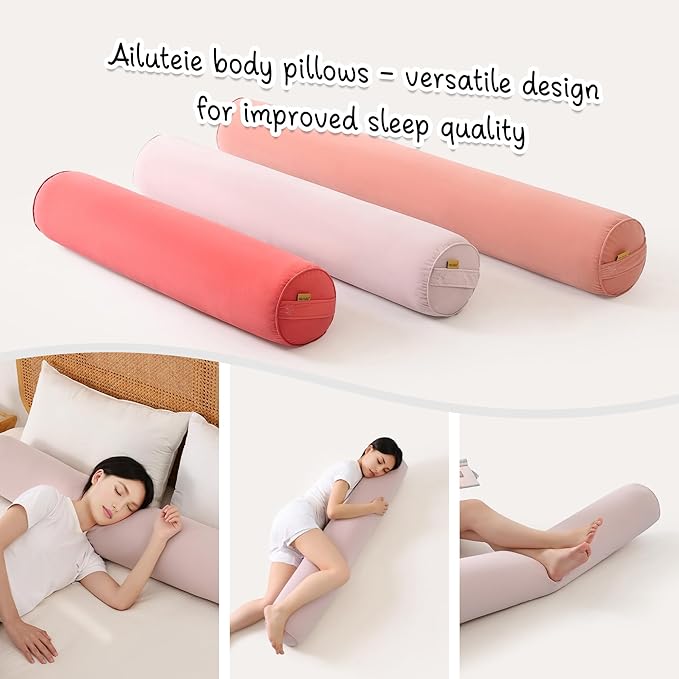 Body Pillow for Adults,Long Round Pillow,Big Cylindrical Pillow,Large Full Bolster Pillows for Side Sleepers (Purple, 47.24"*7.87")
