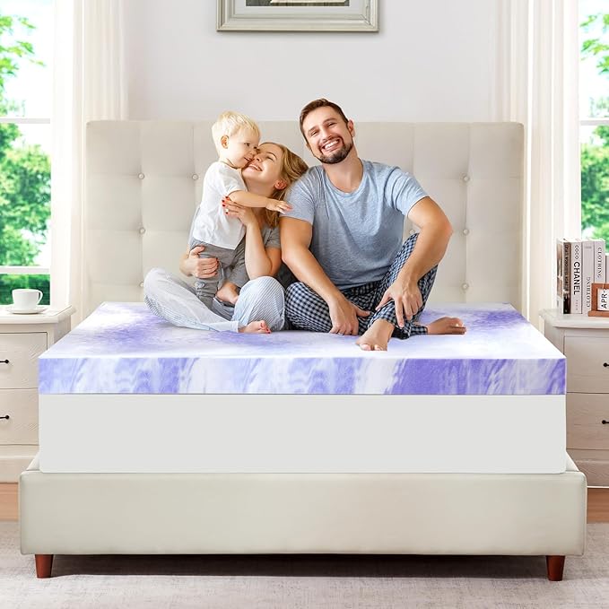 ELEMUSE 3 Inch Ventilated Design Memory Foam Twin Size Mattress Topper,Cooling Gel Infused Swirl Foam Pad for Pressure Relief Back Pain,Bed Topper for Body Support, CertiPUR-US Certified