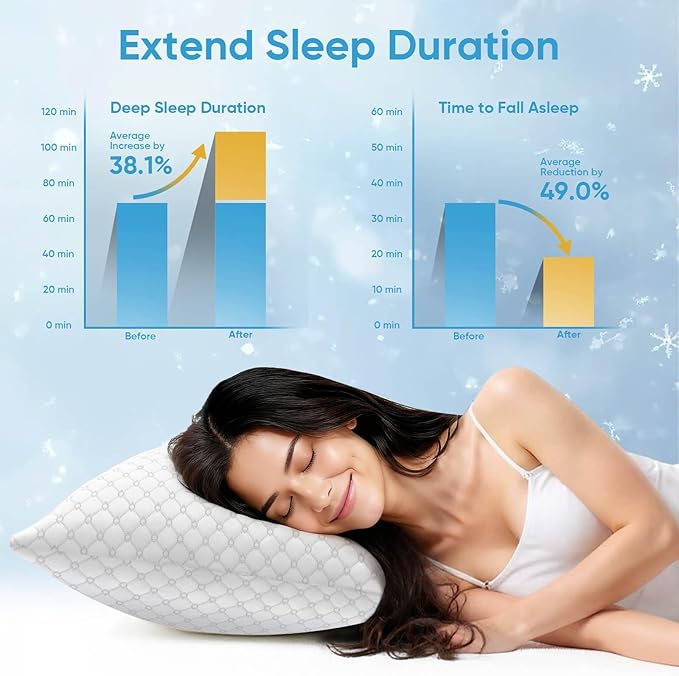 OAISZ Shredded Memory Foam Pillow, Queen Size Cooling Adjustable Firm Bed Pillow for Sleeping, Washable Removable Cover, Ideal for Side, Back & Stomach Sleepers