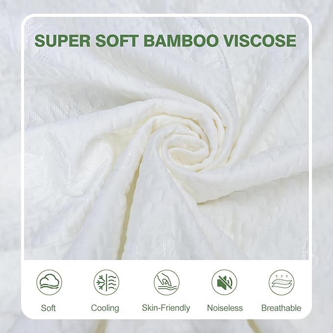 KAYWAY Waterproof Mattress Protector King Size - Cooling Breathable Mattress Cover for King Bed, Noiseless Soft Bed Pad Cover, Snug Fit Deep Pocket 6''–18'', Ideal for Dorms & Guest Rooms, White