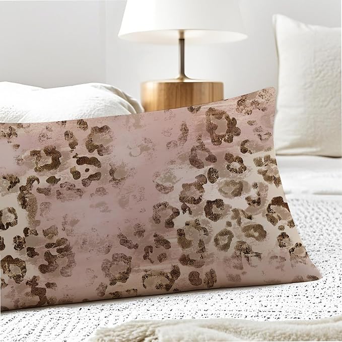 Pink Leopard Print 20x54 Body Pillow Cover, Pink Cheetah Print Room Decor, Funky Y2k Blush Pink Animal Print Decorative Long Body Pillow Cases for Girls Bedroom Dorm Apartment Bed Couch