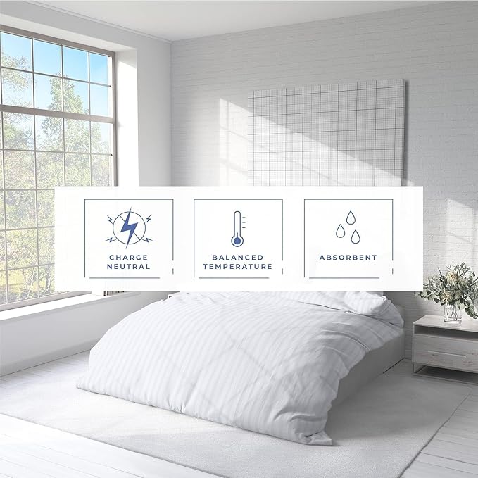 Kotton Culture 3 Pc Queen Size Duvet Cover Set- 100% Egyptian Cotton 600 TC Ultra Soft Premium Durable Comforter Cover Zipper Closure & Corner Ties (Striped White, Queen/Full 90" X 90")