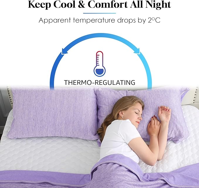 CHOSHOME Cooling Pillow Cases Zipper Pillow Covers Q-Max > 0.45 Zippered Pillowcases for Hot Sleepers, Soft, Breathable, Skin-Friendly, 4 Pack (Queen, 20"x30", Purple)