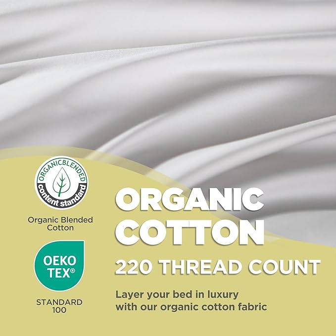 Farm To Home 100% Organic Cotton Cover Pillows King Size Set of 2, Down Alternative Hotel Quality Soft Bed Pillow for Back & Side Sleepers, Machine Washable, 20"x36", White