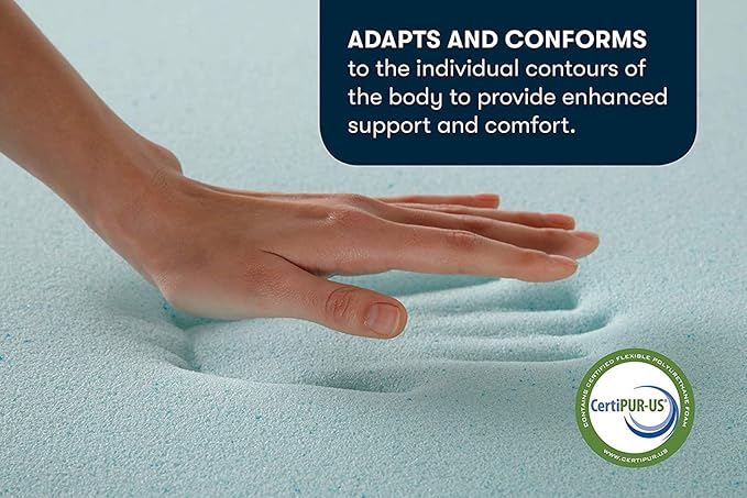 Serta ThermaGel Cooling, Pressure-Relieving Memory Foam Mattress Topper, 3 Inch, Twin XL, Made in The USA