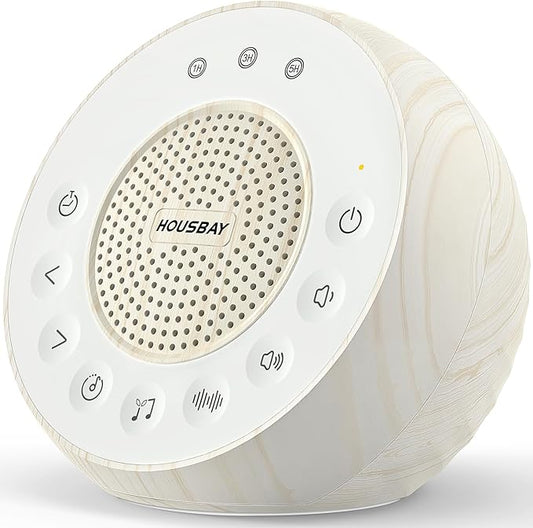 Housbay White Noise Sound Machine for Sleeping, 35 Soothing Sounds, Small Sleep Machine for Adults, Wood Grain Design for Bedroom & Noise Canceling