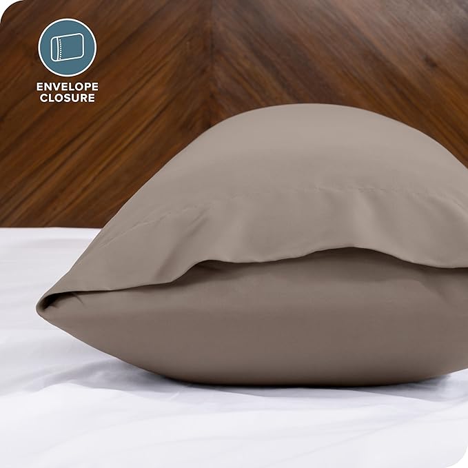 Bare Home Microfiber Body Pillow Cover with Envelope Closure Taupe