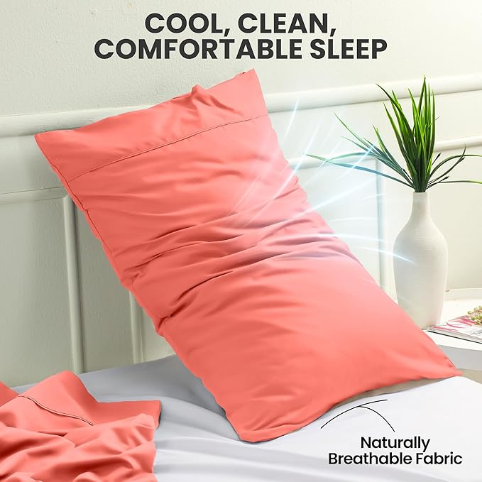 Utopia Bedding King Pillow Cases - 2 Pack - Envelope Closure - Soft Brushed Microfiber Fabric - Shrinkage and Fade Resistant Pillow Covers King Size 20 X 40 Inches (King, Coral)