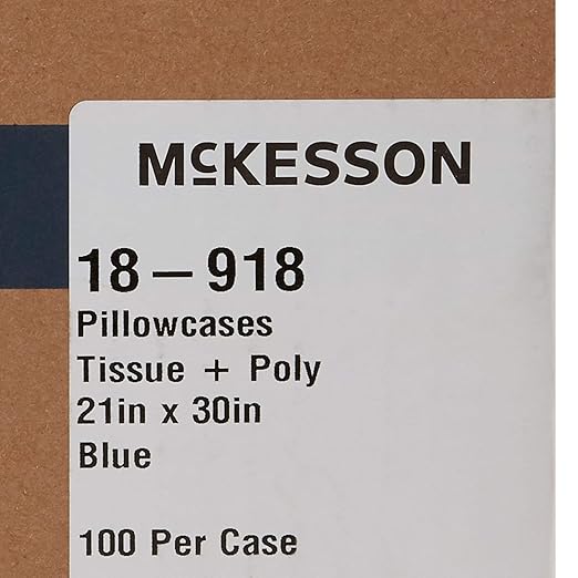 McKesson Disposable Pillow Case Covers [200 Count] Bulk Pillowcase, Single-Use for Medical Hospital Travel, Standard Size, Blue, 21 in x 30 in