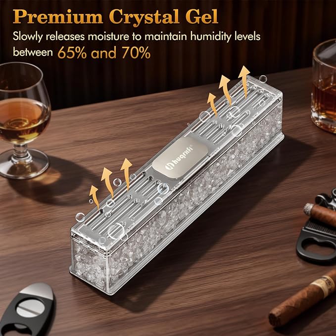 Pre-Filled Cigar Humidifier (2-pack)– Ready-to-Use Crystal Gel Humidifier, Cigar Humidor Accessories, Maintains Ideal 65-70% Cigars Humidity