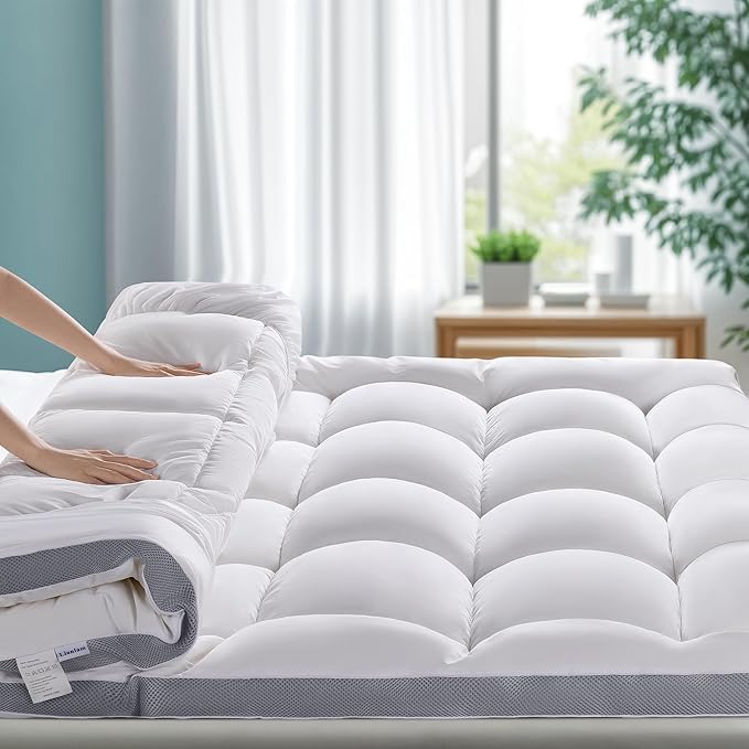 LIANLAM Mattress Topper - Extra Firm Support Pillow Top,1300GSM Mattress Pad, Gel-Infused Memory Foam for Back Pain Pressure Relief with 6"-18" Deep Pocket(Full,54"x75")