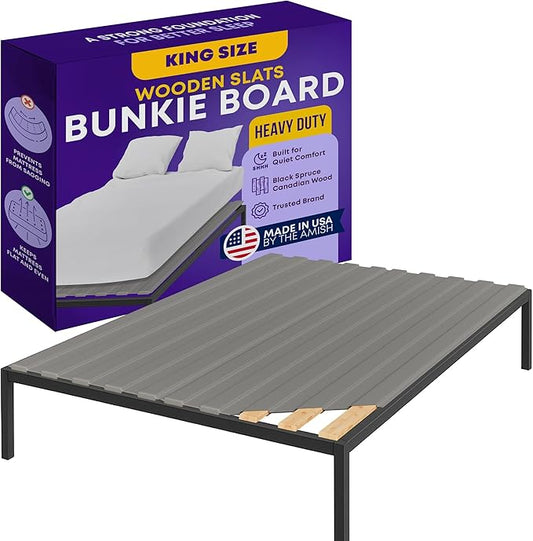 Greaton, Wooden King Bed Slats for Support Under Mattress with Cover – Replacement Wood Slats for King Size Bed Frame – Under Mattress Support Without Extra Height – 3.38-Inch Standard Width
