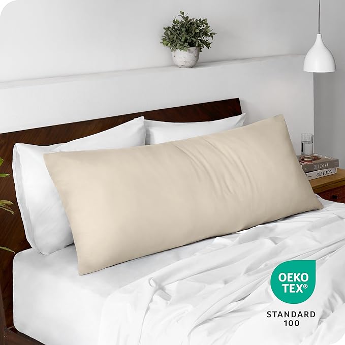 Bare Home Microfiber Body Pillow Cover - Ultra Soft - Cooling Pillowcase - Double Brushed - Pillowcase with Zipper Closure - Easy Care (20''x54'' Body Pillow Cover, Sand)