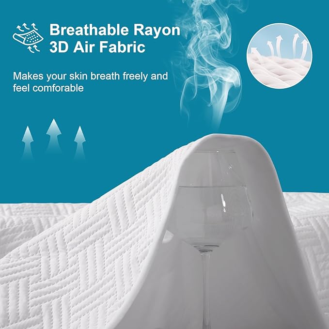 GOPOONY Waterproof Mattress Protector Twin Size - Breathable, Noiseless, Ultra-Soft Bed Cover, Mattress Pad Cover with Deep Stretchable Pockets 8"-21" (White)