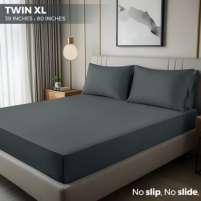 Utopia Bedding Twin XL Fitted Sheet - Bottom Sheet - Deep Pocket - Soft Microfiber - Shrinkage and Fade Resistant - Easy Care -1 Fitted Sheet Only (Grey)