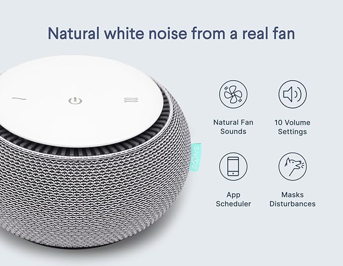 SNOOZ Smart White Noise Machine - Real Fan Inside for Non-Looping Sound, Portable Sleep Aid for Adults, Dogs, Travel, Home, Bedroom, Sleeping, Office Privacy, Therapy, & Baby Registry Essential- Cloud