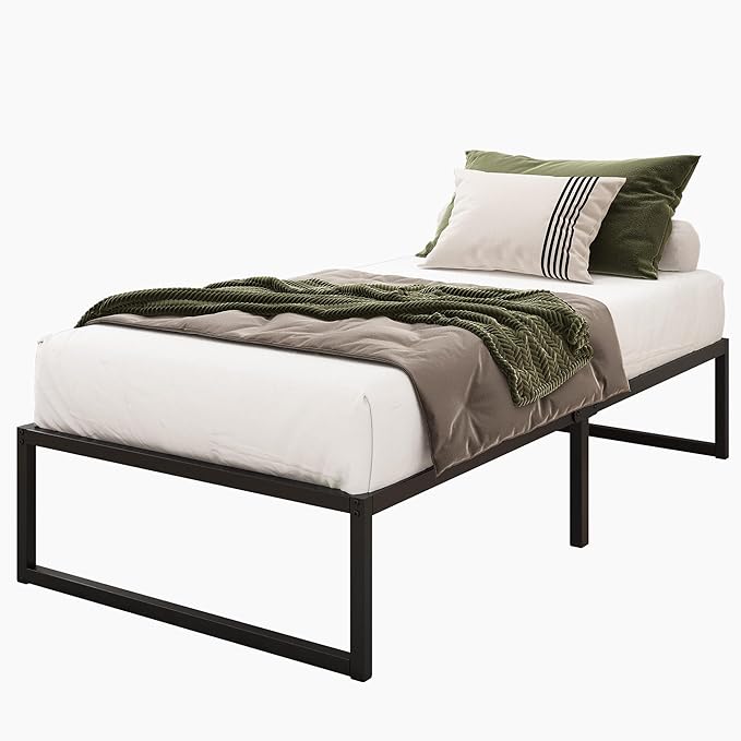 Lutown-Teen 14 Inch Twin XL Bed Frames Heavy Duty Sturdy Metal Platform Bed Frame No Box Spring Needed, Noise Free, Easy Assembly, Black