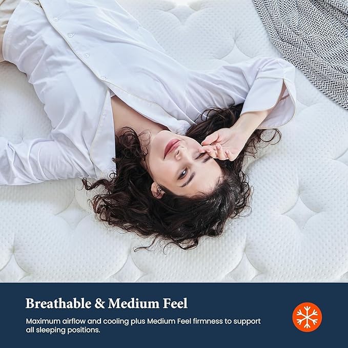 Coolvie Queen Mattress 14 Inch in a Box, Medium Firm Feel Hybrid Queen Size Mattress, Certified Memory Foam&Pocket Spring, Extra Lumbar & Shoulder Support for Pain Relief, 80''L x 60''W x 14''H