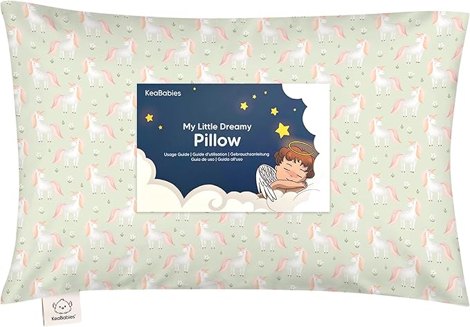 Toddler Pillow with Pillowcase - 13x18 My Little Dreamy Kids Travel Bed Pillows for Sleeping, Organic Cotton Small Pillowcase, Soft & Breathable, Machine Washable, Toddlers 2-5 years old (Grace)