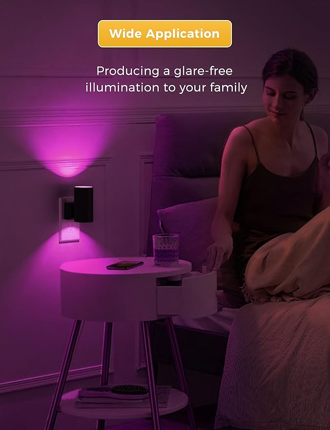 L LOHAS LED Night Light, Night Lights Plug into Wall, Color Changing Nightlight RGB with Light Sensor, Home Decor for Kids Gifts, Halloween, Christmas, Holiday, Hallway Bedroom Kids’ Room, 2 Pack