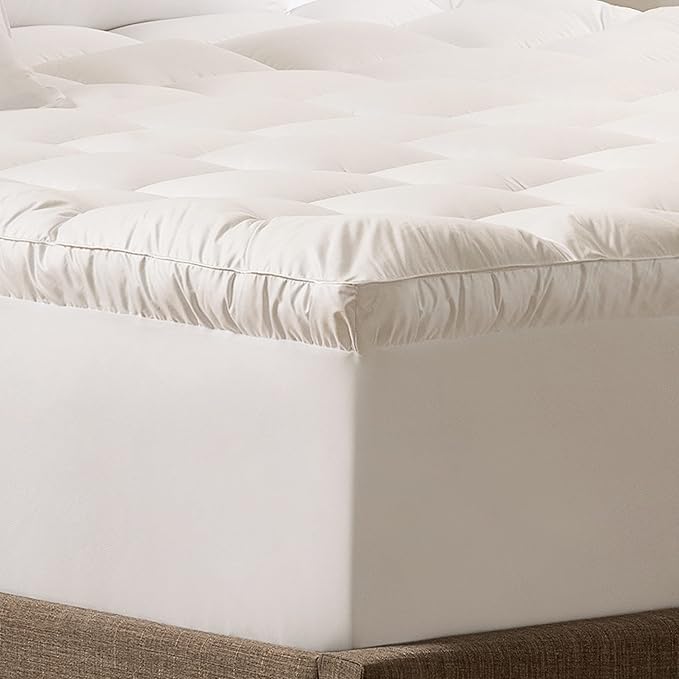 SERTA Down Illusion Soft Hypoallergenic 2 inch Pillowtop Simple Fit Mattress Topper, Queen, White